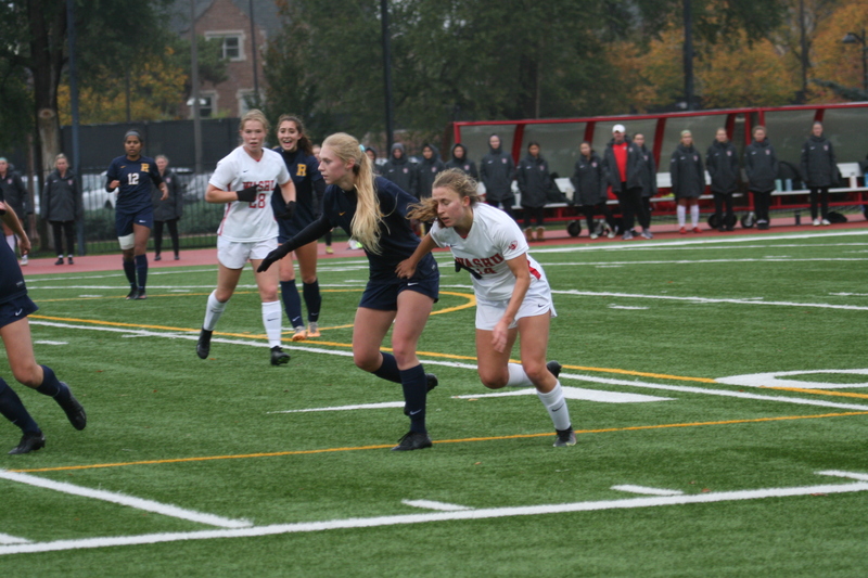 Wash U (Bears) vs University of Rochester Womens Soccer 2023 LV.jpg :: Wash U (Bears) vs University of Rochester 2023 at Francis Olympic Field in St. Louis, Missouri, USA. This a Division III NCAA match up of lady's soccer. Wash U is in the College Conference of Illinois Wisconsin.  