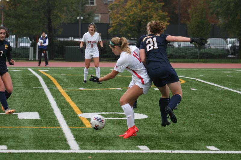 Wash U (Bears) vs University of Rochester Womens Soccer 2023 LXXXXII.jpg :: Women's soccer at Francis Olympic Field at Wash U St. Louis campus. Wash U (Bears) vs University of Rochester. It's a Division III match up. Wash U is in the CCIW College Conference of Illinois Wisconsin. St. Louis, Missouri, USA. UAA, NCAA 