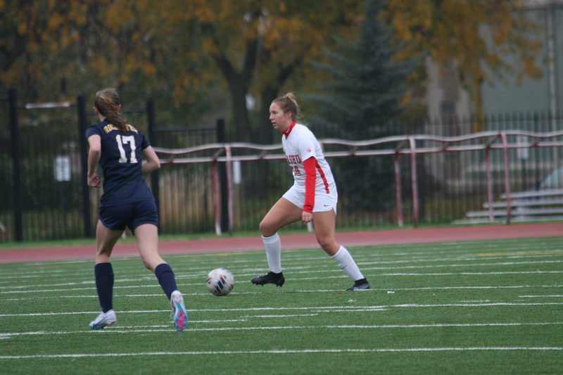 Wash U (Bears) vs University of Rochester Womens Soccer 2023 X.jpg :: Wash U (BEARS) vs University of Rochester women's soccer 2023. The match was held at Francis Olympic Field in St. Louis, Missouri, USA. Wash U lost 1-0 on a wet dreary day. This is a Division III NCAA sports event. 