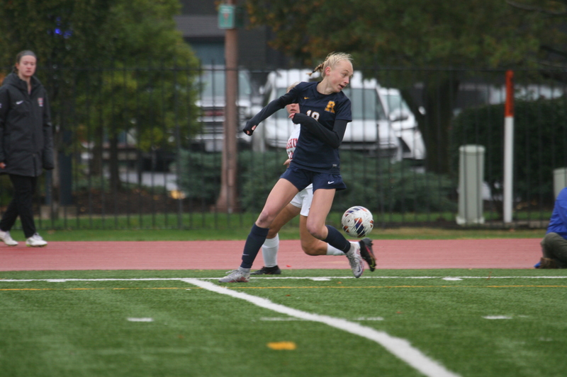 Wash U (Bears) vs University of Rochester Womens Soccer 2023 XIII.jpg :: Wash U (BEARS) vs University of Rochester women's soccer 2023. The match was held at Francis Olympic Field in St. Louis, Missouri, USA. Wash U lost 1-0 on a wet dreary day. This is a Division III NCAA sports event. 