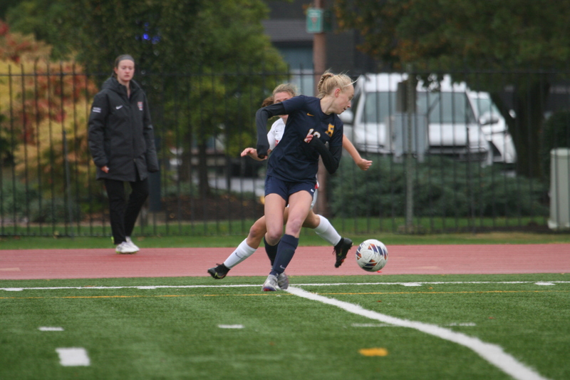 Wash U (Bears) vs University of Rochester Womens Soccer 2023 XIV.jpg :: Wash U (BEARS) vs University of Rochester women's soccer 2023. The match was held at Francis Olympic Field in St. Louis, Missouri, USA. Wash U lost 1-0 on a wet dreary day. This is a Division III NCAA sports event. 