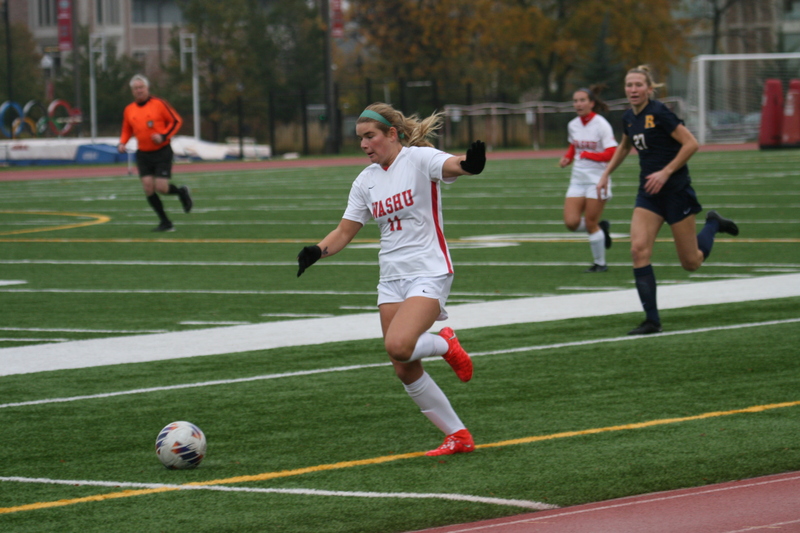 Wash U (Bears) vs University of Rochester Womens Soccer 2023 XVII.jpg :: Wash U (BEARS) vs University of Rochester women's soccer 2023. The match was held at Francis Olympic Field in St. Louis, Missouri, USA. Wash U lost 1-0 on a wet dreary day. This is a Division III NCAA sports event. 