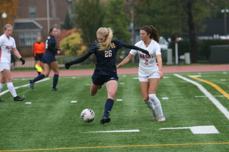 Wash U (Bears) vs University of Rochester Womens Soccer 2023 XXIV.jpg :: Wash U (BEARS) vs University of Rochester women's soccer 2023. The match was held at Francis Olympic Field in St. Louis, Missouri, USA. Wash U lost 1-0 on a wet dreary day. This is a Division III NCAA sports event. 