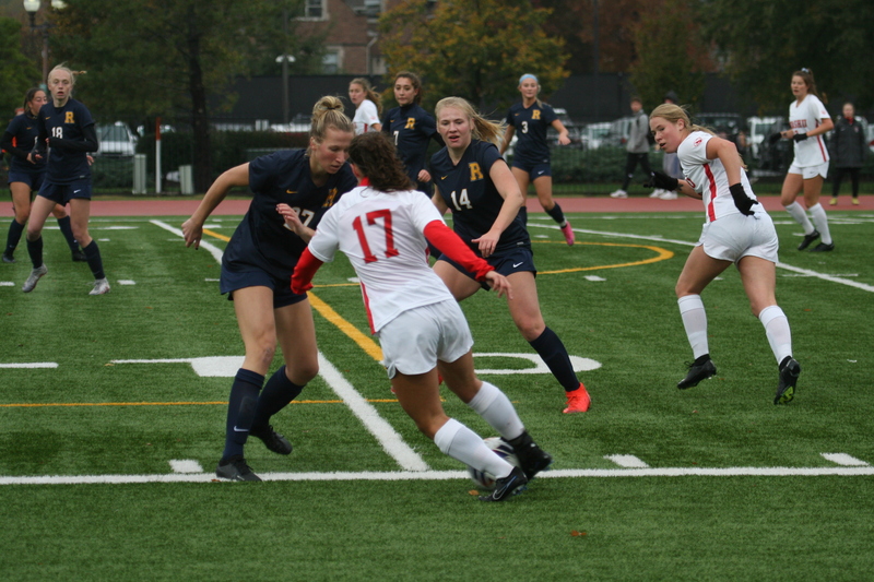 Wash U (Bears) vs University of Rochester Womens Soccer 2023 XXV.jpg :: Wash U (BEARS) vs University of Rochester women's soccer 2023. The match was held at Francis Olympic Field in St. Louis, Missouri, USA. Wash U lost 1-0 on a wet dreary day. This is a Division III NCAA sports event. 