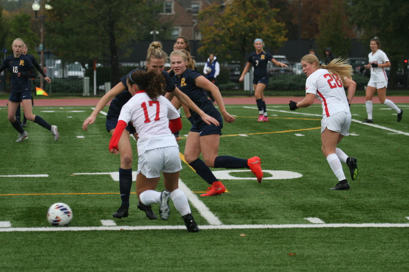 Wash U (Bears) vs University of Rochester Womens Soccer 2023 XXVI.jpg :: Wash U (BEARS) vs University of Rochester women's soccer 2023. The match was held at Francis Olympic Field in St. Louis, Missouri, USA. Wash U lost 1-0 on a wet dreary day. This is a Division III NCAA sports event. 