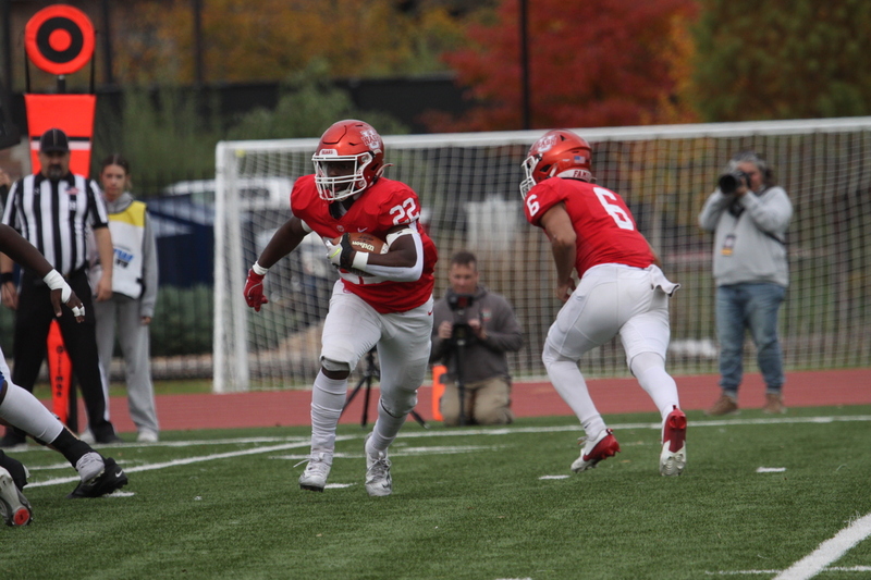 Wash U (St Louis) Football vs North Park University 2025 IV.jpg :: Washington University Football vs North Park University 2025 - 11-08-2025, Wash U won 42-14. The day was brisk. Game held at Washington University (St. Louis) Francis Olympic Field in St. Louis, Missouri, USA. NCAA Football, CCIW, Division III, Quarterback No. 6 Levi Moore scored three touchdowns.   