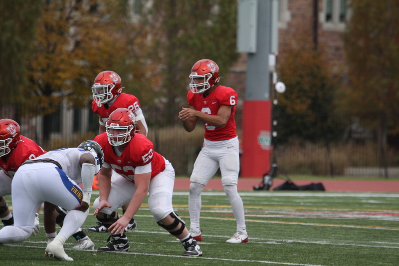 Wash U (St Louis) Football vs North Park University 2025 IX.jpg :: Washington University Football vs North Park University 2025 - 11-08-2025, Wash U won 42-14. The day was brisk. Game held at Washington University (St. Louis) Francis Olympic Field in St. Louis, Missouri, USA. NCAA Football, CCIW, Division III, Quarterback No. 6 Levi Moore scored three touchdowns.   