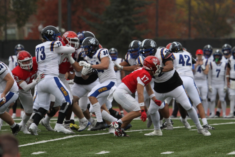 Wash U (St Louis) Football vs North Park University 2025 LVI.jpg :: Washington University (St. Louis) Football vs North Park University at Francis Field in St. Louis, Missouri, USA. Wash U Bears won over the North Park Vikings 42-14. NCAA Football, College Conference Illinois Wisconsin, CCIW, last home game of the 2025 season, 11/08/2025