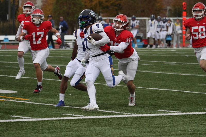 Wash U (St Louis) Football vs North Park University 2025 LXIX.jpg :: Washington University (St. Louis) Football vs North Park University at Francis Field in St. Louis, Missouri, USA. Wash U Bears won over the North Park Vikings 42-14. NCAA Football, College Conference Illinois Wisconsin, CCIW, last home game of the 2025 season, 11/08/2025