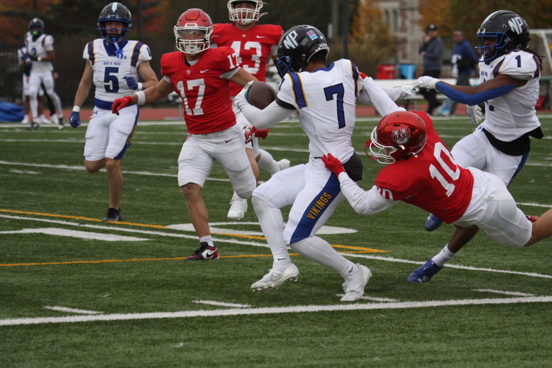 Wash U (St Louis) Football vs North Park University 2025 LXXI.jpg :: Washington University (St. Louis) Football vs North Park University at Francis Field in St. Louis, Missouri, USA. Wash U Bears won over the North Park Vikings 42-14. NCAA Football, College Conference Illinois Wisconsin, CCIW, last home game of the 2025 season, 11/08/2025
