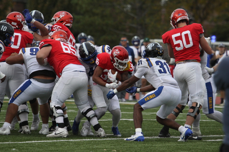 Wash U (St Louis) Football vs North Park University 2025 LXXVII.jpg :: Washington University (St. Louis) Football vs North Park University at Francis Field in St. Louis, Missouri, USA. Wash U Bears won over the North Park Vikings 42-14. NCAA Football, College Conference Illinois Wisconsin, CCIW, last home game of the 2025 season, 11/08/2025