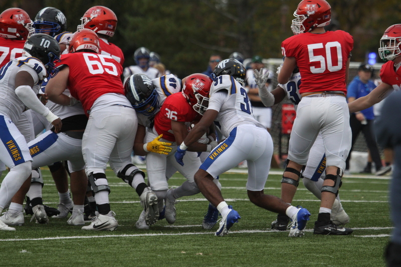 Wash U (St Louis) Football vs North Park University 2025 LXXVIII.jpg :: Washington University (St. Louis) Football vs North Park University at Francis Field in St. Louis, Missouri, USA. Wash U Bears won over the North Park Vikings 42-14. NCAA Football, College Conference Illinois Wisconsin, CCIW, last home game of the 2025 season, 11/08/2025