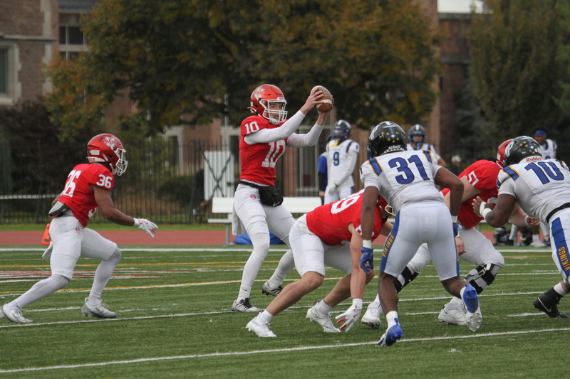 Wash U (St Louis) Football vs North Park University 2025 LXXXII.jpg :: Washington University (St. Louis) Football vs North Park University at Francis Field in St. Louis, Missouri, USA. Wash U Bears won over the North Park Vikings 42-14. NCAA Football, College Conference Illinois Wisconsin, CCIW, last home game of the 2025 season, 11/08/2025