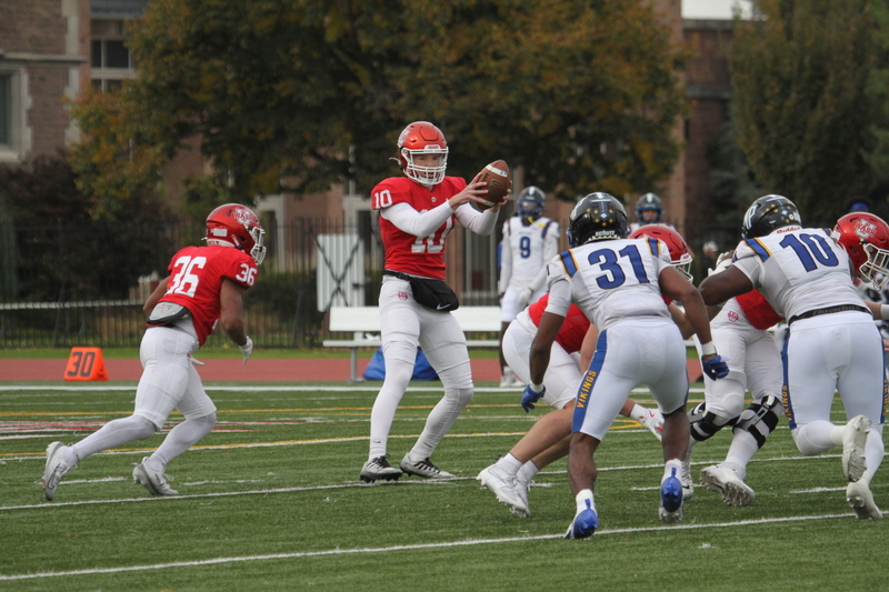 Wash U (St Louis) Football vs North Park University 2025 LXXXIV.jpg :: Washington University (St. Louis) Football vs North Park University at Francis Field in St. Louis, Missouri, USA. Wash U Bears won over the North Park Vikings 42-14. NCAA Football, College Conference Illinois Wisconsin, CCIW, last home game of the 2025 season, 11/08/2025