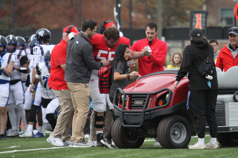 Wash U (St Louis) Football vs North Park University 2025 LXXXXV.jpg :: Washington University (St. Louis) Football vs North Park University at Francis Field in St. Louis, Missouri, USA. Wash U Bears won over the North Park Vikings 42-14. NCAA Football, College Conference Illinois Wisconsin, CCIW, last home game of the 2025 season, 11/08/2025