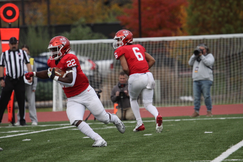 Wash U (St Louis) Football vs North Park University 2025 VI.jpg :: Washington University Football vs North Park University 2025 - 11-08-2025, Wash U won 42-14. The day was brisk. Game held at Washington University (St. Louis) Francis Olympic Field in St. Louis, Missouri, USA. NCAA Football, CCIW, Division III, Quarterback No. 6 Levi Moore scored three touchdowns.   