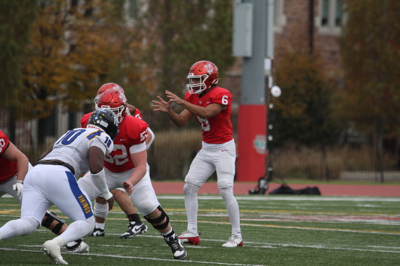 Wash U (St Louis) Football vs North Park University 2025 X.jpg :: Washington University Football vs North Park University 2025 - 11-08-2025, Wash U won 42-14. The day was brisk. Game held at Washington University (St. Louis) Francis Olympic Field in St. Louis, Missouri, USA. NCAA Football, CCIW, Division III, Quarterback No. 6 Levi Moore scored three touchdowns.   