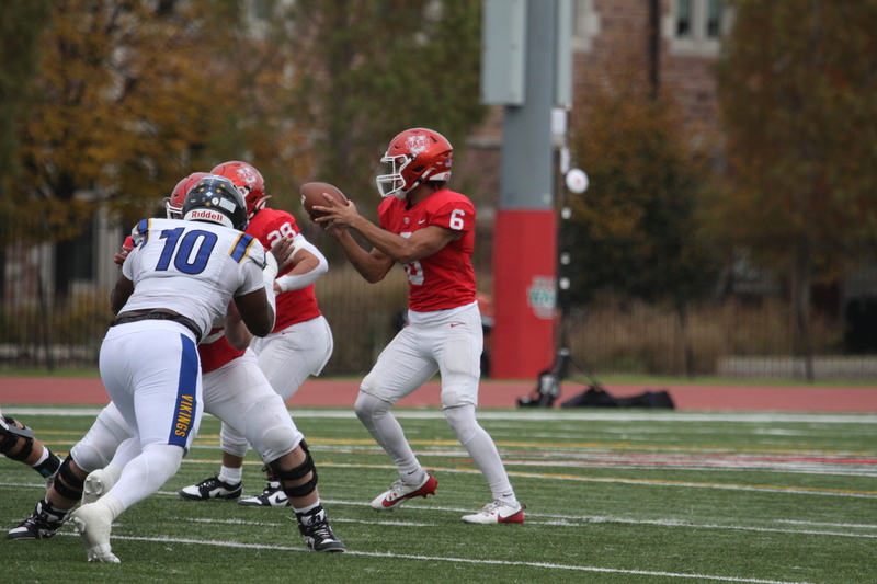 Wash U (St Louis) Football vs North Park University 2025 XI.jpg :: Washington University Football vs North Park University 2025 - 11-08-2025, Wash U won 42-14. The day was brisk. Game held at Washington University (St. Louis) Francis Olympic Field in St. Louis, Missouri, USA. NCAA Football, CCIW, Division III, Quarterback No. 6 Levi Moore scored three touchdowns.   