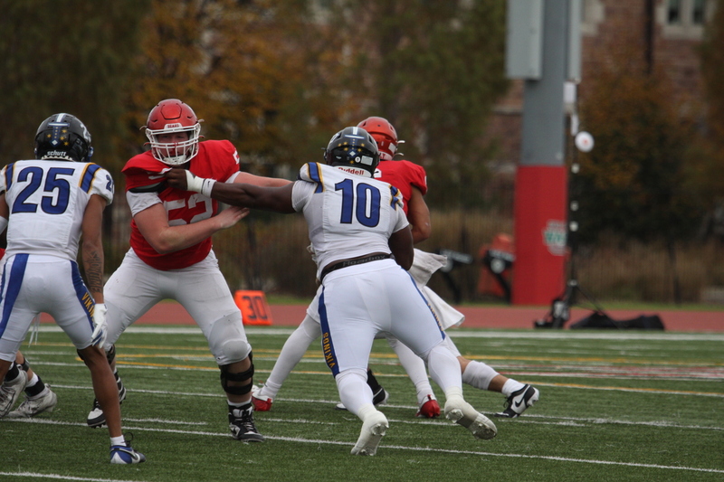Wash U (St Louis) Football vs North Park University 2025 XII.jpg :: Washington University Football vs North Park University 2025 - 11-08-2025, Wash U won 42-14. The day was brisk. Game held at Washington University (St. Louis) Francis Olympic Field in St. Louis, Missouri, USA. NCAA Football, CCIW, Division III, Quarterback No. 6 Levi Moore scored three touchdowns.   