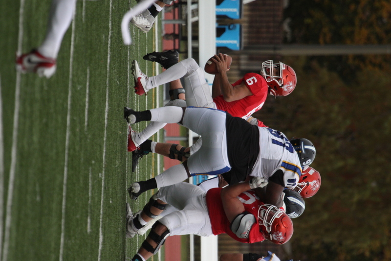 Wash U (St Louis) Football vs North Park University 2025 XV.jpg :: Washington University Football vs North Park University 2025 - 11-08-2025, Wash U won 42-14. The day was brisk. Game held at Washington University (St. Louis) Francis Olympic Field in St. Louis, Missouri, USA. NCAA Football, CCIW, Division III, Quarterback No. 6 Levi Moore scored three touchdowns.   