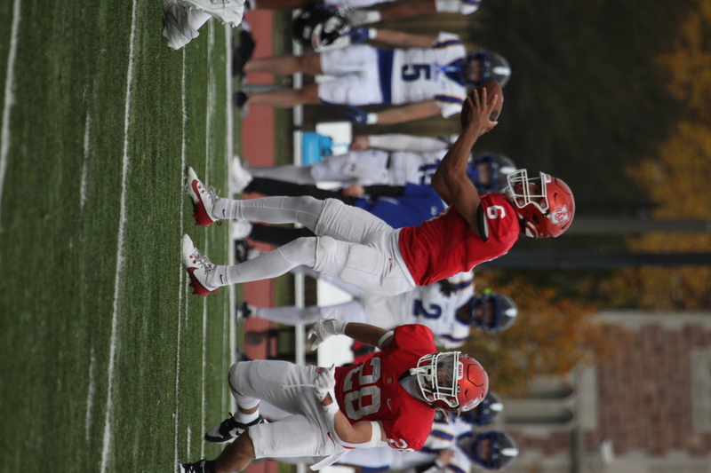 Wash U (St Louis) Football vs North Park University 2025 XXIX.jpg :: Washington University Football vs North Park University 2025 - 11-08-2025, Wash U won 42-14. The day was brisk. Game held at Washington University (St. Louis) Francis Olympic Field in St. Louis, Missouri, USA. NCAA Football, CCIW, Division III, Quarterback No. 6 Levi Moore scored three touchdowns.   