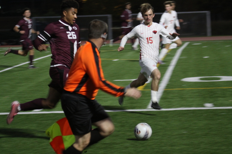 Wash U (St Louis) Mens Soccer vs University of Chicago 2025 LI.jpg :: Washington University (St Louis) Men's Soccer vs University of Chicago during the UAA Championships 2025 Soccer finals Division III. The match is played at Francis Olympic Field in St. Louis, Missouri, USA. Wash U won 1-0. NCAA Men's Soccer, 