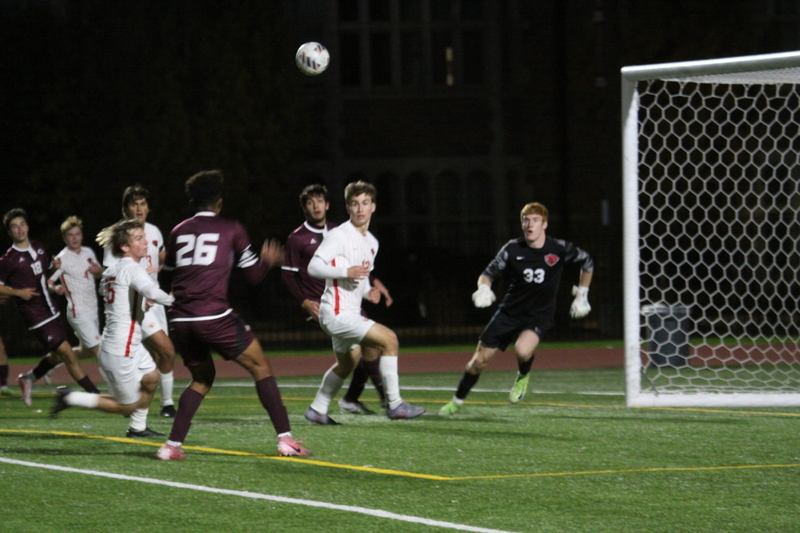 Wash U (St Louis) Mens Soccer vs University of Chicago 2025 LV.jpg :: Wash U Men's Soccer vs University of Chicago during the UAA Championships 2025. This was the finals Wash U won 1-0. Washington University St. Louis, Missouri, USA at Francis Olympic Field 11/08/2025, NCAA Men's Soccer, A Soccer Pitch is the official term for the playing field in soccer, primarily used in the UK and other countries with a strong soccer culture. 