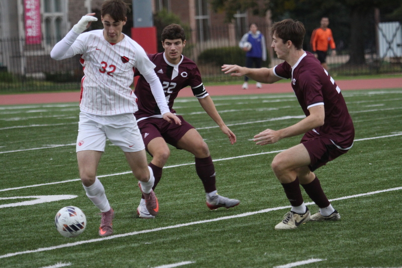 Wash U (St Louis) Mens Soccer vs University of Chicago 2025 VII.jpg :: Washington University-St. Louis Men's Soccer during the UAA Championships 2025 in a 1-0 win over University of Chicago at Francis Olympic Field-St. Louis, Missouri, USA. NCAA Men's Soccer Division III finals. CCIW - College Conference of Illinois Wisconsin. 