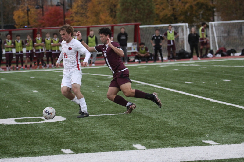 Wash U (St Louis) Mens Soccer vs University of Chicago 2025 X.jpg :: Washington University-St. Louis Men's Soccer during the UAA Championships 2025 in a 1-0 win over University of Chicago at Francis Olympic Field-St. Louis, Missouri, USA. NCAA Men's Soccer Division III finals. CCIW - College Conference of Illinois Wisconsin. 