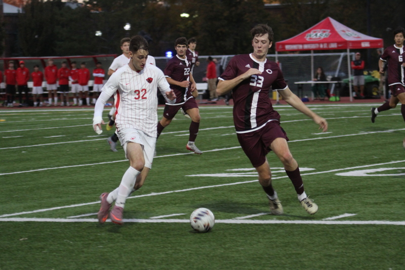 Wash U (St Louis) Mens Soccer vs University of Chicago 2025 XX.jpg :: Washington University-St. Louis Men's Soccer during the UAA Championships 2025 in a 1-0 win over University of Chicago at Francis Olympic Field-St. Louis, Missouri, USA. NCAA Men's Soccer Division III finals. CCIW - College Conference of Illinois Wisconsin. 
