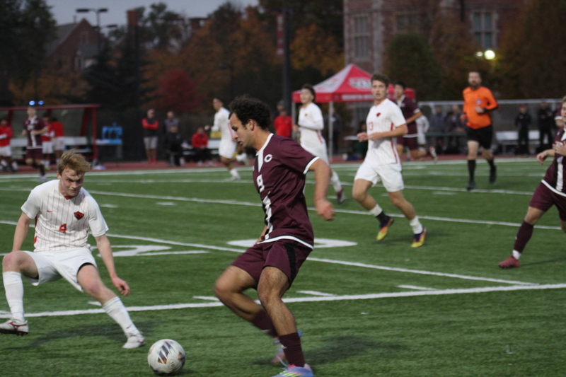 Wash U (St Louis) Mens Soccer vs University of Chicago 2025 XXXII.jpg :: Washington University (St Louis) Men's Soccer vs University of Chicago during the UAA Championships 2025 Soccer finals Division III. The match is played at Francis Olympic Field in St. Louis, Missouri, USA. Wash U won 1-0. NCAA Men's Soccer, 