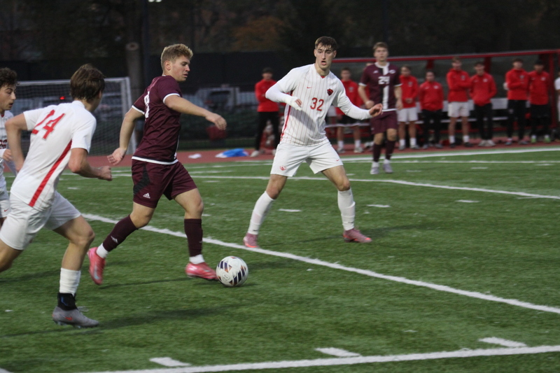 Wash U (St Louis) Mens Soccer vs University of Chicago 2025 XXXIX.jpg :: Washington University (St Louis) Men's Soccer vs University of Chicago during the UAA Championships 2025 Soccer finals Division III. The match is played at Francis Olympic Field in St. Louis, Missouri, USA. Wash U won 1-0. NCAA Men's Soccer, 