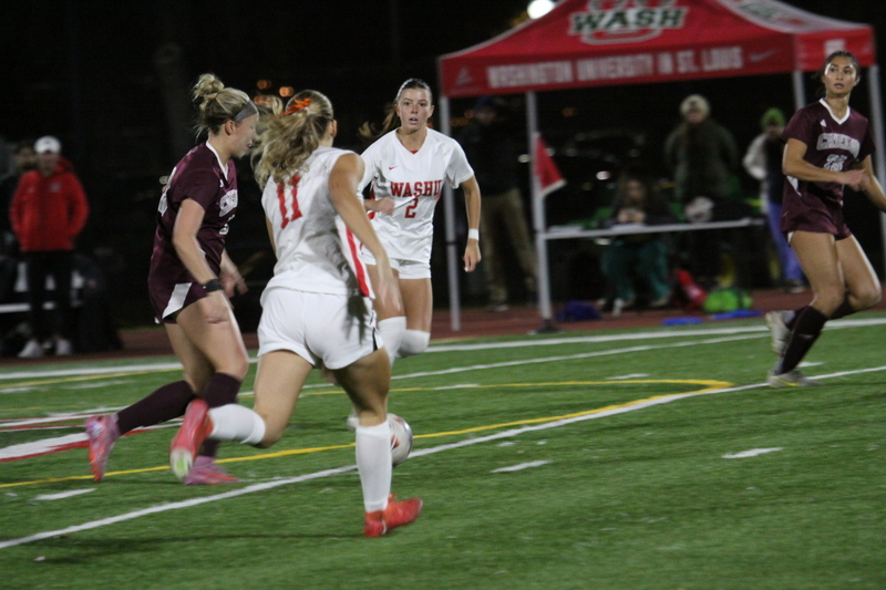 Wash U (St Louis) Womens Soccer vs University of Chicago 2025 IV.jpg :: Wash U (Bears) vs University of Chicago Womens Soccer 2025 - 11/08/2025 at 630 pm. With rain threatening the women of Wash U and Chicago played to a 1 to 1 tie. The final game of the regular season was played at Wash U's Francis Olympic Field in St. Louis, Missouri, USA. 