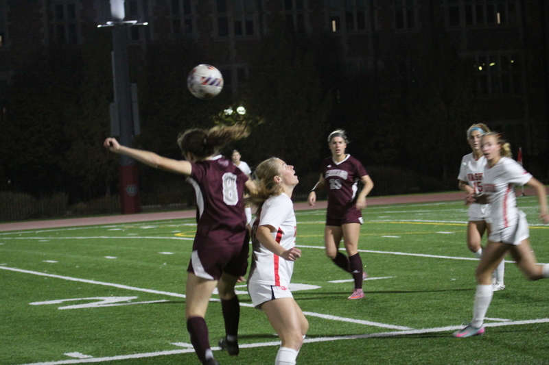 Wash U (St Louis) Womens Soccer vs University of Chicago 2025 XVIII.jpg :: Wash U (Bears) vs University of Chicago Womens Soccer 2025 - 11/08/2025 at 630 pm. With rain threatening the women of Wash U and Chicago played to a 1 to 1 tie. The final game of the regular season was played at Wash U's Francis Olympic Field in St. Louis, Missouri, USA. 
