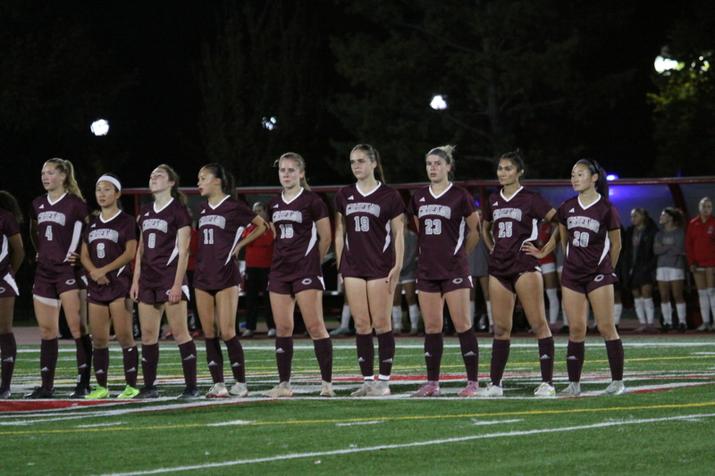 Wash U (St Louis) Womens Soccer vs University of Chicago 2025.jpg :: Wash U (Bears) vs University of Chicago Womens Soccer 2025 - 11/08/2025 at 630 pm. With rain threatening the women of Wash U and Chicago played to a 1 to 1 tie. The final game of the regular season was played at Wash U's Francis Olympic Field in St. Louis, Missouri, USA. 