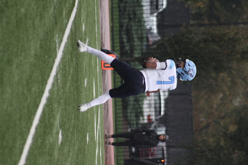 Wash U Football vs Elmhurst University 2025 VII.jpg :: Wash U (Bears) vs Elmhurst University (Bluejays) football on October 18th 2025, at Francis Olympic Field in St. Louis, Missouri, USA. It was a very rainy Saturday afternoon in the Greater St. Louis area. The game was delayed two and half hours due to weather before the teams were able to complete a quarter and half before stoppage in the second quarter. The game was played to the halftime break. This is when the game could be called a complete game. It never really stopped raining from noon however it was lightening that causes play stoppage. NCAA, CCIW DIII