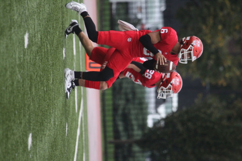 Wash U Football vs Elmhurst University 2025 XXXIV.jpg :: Wash U (Bears) vs Elmhurst University (Bluejays) football on October 18th 2025, at Francis Olympic Field in St. Louis, Missouri, USA. It was a very rainy Saturday afternoon in the Greater St. Louis area. The game was delayed two and half hours due to weather before the teams were able to complete a quarter and half before stoppage in the second quarter. The game was played to the halftime break. This is when the game could be called a complete game. It never really stopped raining from noon however it was lightening that causes play stoppage. NCAA, CCIW DIII