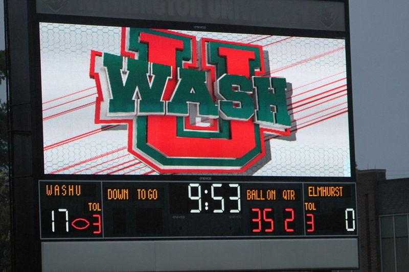 Wash U Football vs Elmhurst University 2025 XXXXIII.jpg :: Wash U Football vs Elmhurst University 2025 - October, 18th, 2025 at Francis Olympic Field in St. Louis, Missouri, USA. Wash U won 17-0 at halftime due to weather. NCAA Football