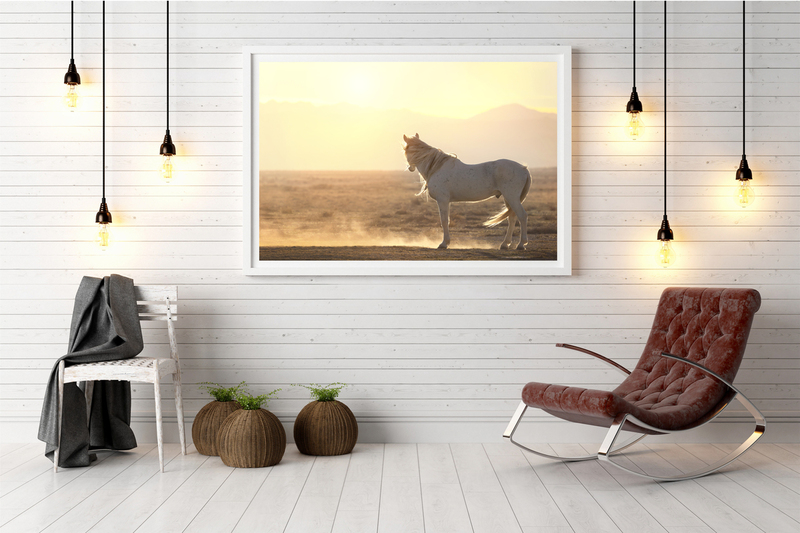 Goliaths Sunset.jpg :: Bright interior with frame in a modern style . 3D render