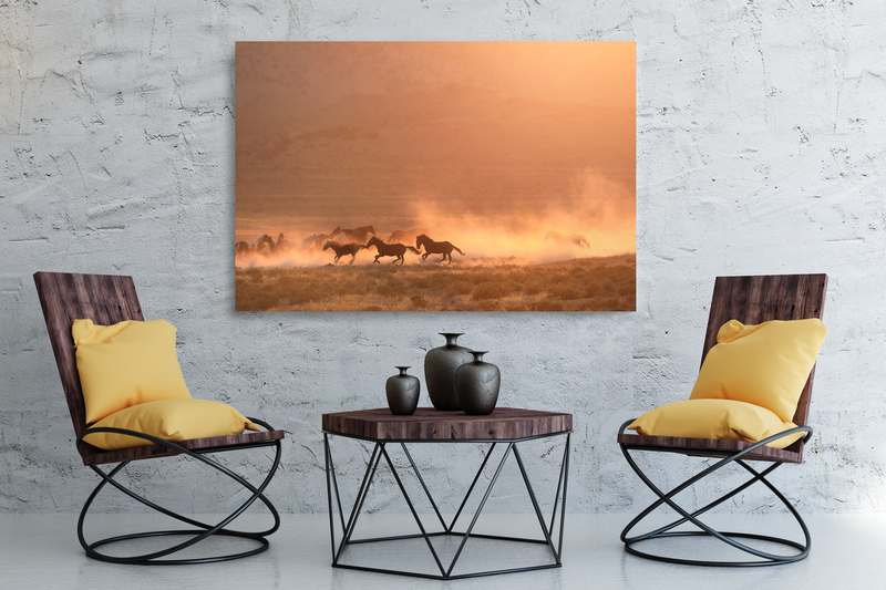 Under the Rising Sun.jpg :: Modern living room interior with seat, coffee table and empty banner on wall. Mock up, 3D Rendering