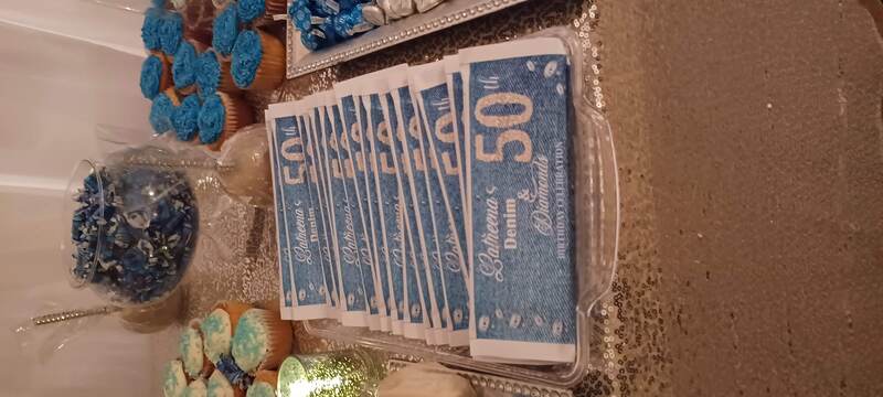 Galloway Denim n Diamonds 50th birthday wrapped Hershey bars 20220716_220658 (1).jpg