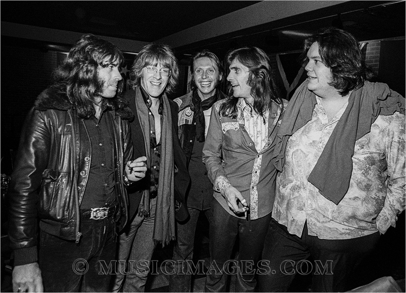B288-18.jpg :: Pete Sears, Paul Kantner, Joey Covington, John Cipollina & Jarrett Washington backstage @ the Old Waldorf club in San Francisco, Ca. 12/4/77