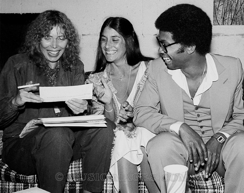 B559-17_.jpg :: backstage with Mimi Farina and Herbie Hancock - Berkeley Jazz Festival 5/27/79