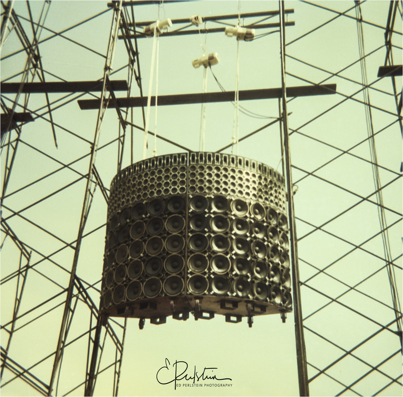 CN281-4.jpg :: The center cluster...Building the Wall of Sound at Santa Barbara Stadium on May 25, 1974