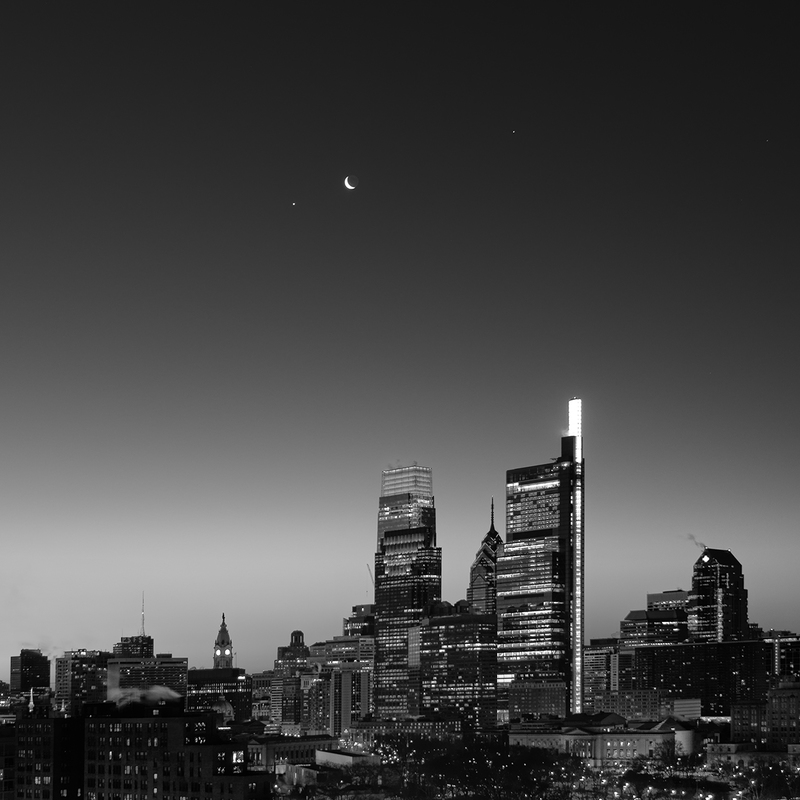 Alignment.jpg :: Jupiter, Venus, and the Earth's waning crescent moon before dawn.
