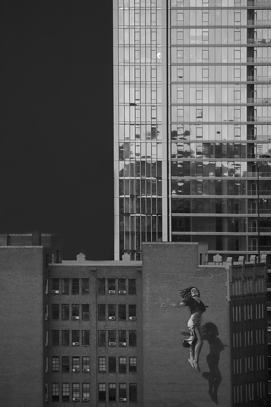 And She Could Hear the Highway Breathing (Detail).jpg :: Philadelphia skyline during an approaching intense thunderstorm.  In the foreground is \