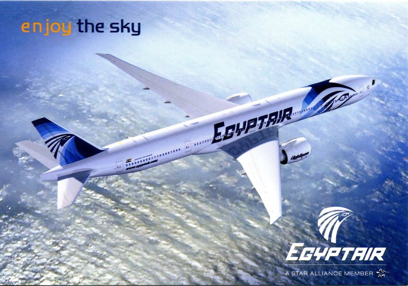 EgyptAir B777 AI 4.jpg :: EgyptAir, Egypt. Postcard issued by the airline in Cairo.