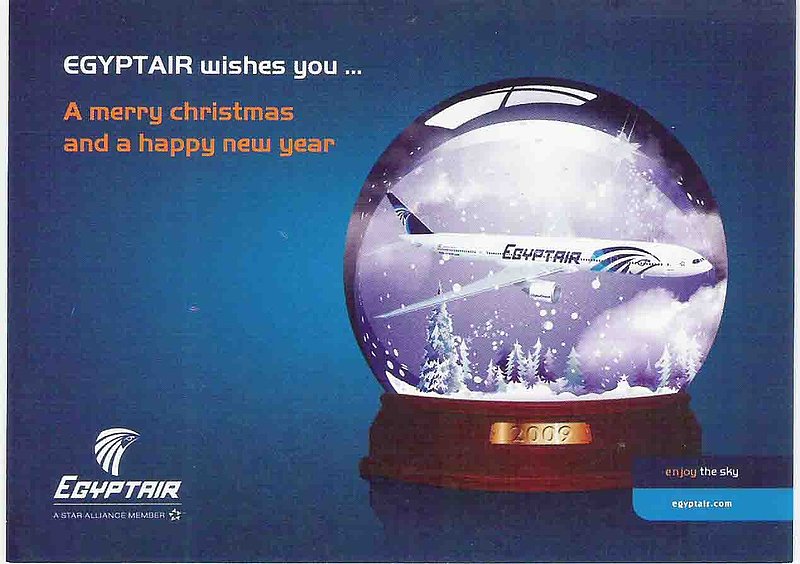 Egyptair B777 AI 3.jpg :: EgyptAir, Egypt Greeting Card - Non postcard back