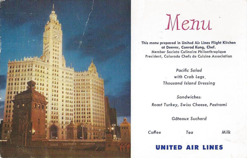 United Promo AI 29.jpg :: United Airlines, USA. Menu postcard image courtesy of John Anderson.