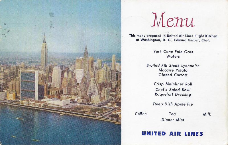 United Promo AI 30.jpg :: United Airlines, USA. Menu postcard image courtesy of John Anderson.